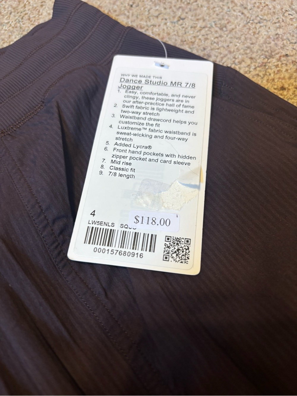 🆕Bnwt lululemon athletica dance studio mid rise Women's Dark Brown Track Joggers - Picture 11 of 15